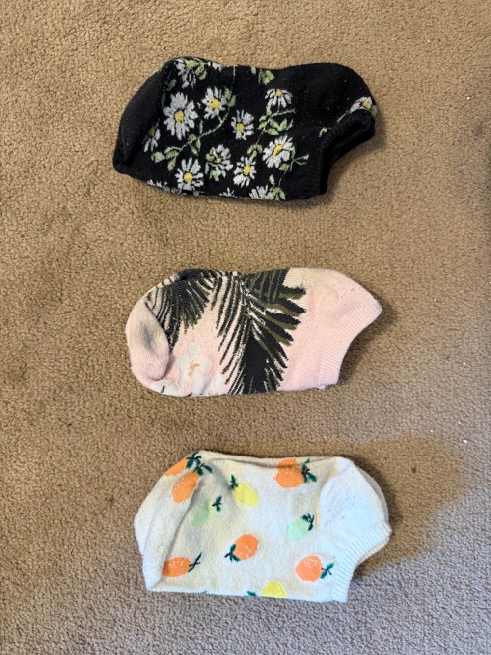 3-Pack No-Show Socks - Floral, Palm, and Citrus Prints